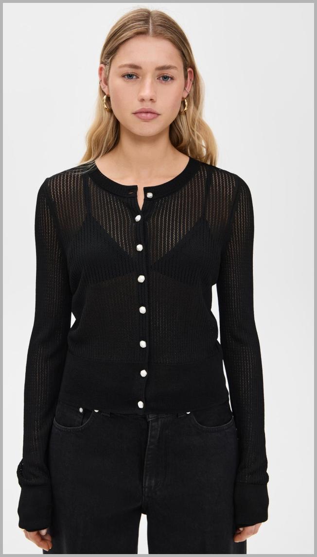 rag and bone Molly Cardigan - Black - [M] Price Integrity Rank ( 0 )
